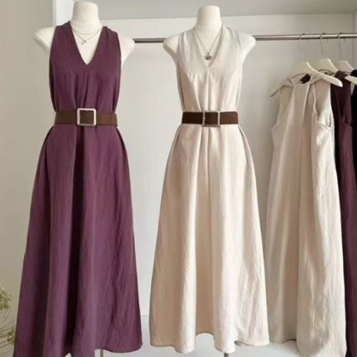 Elegant, High-end Tie-waist Casual Maxi Dress - Eve & Kith