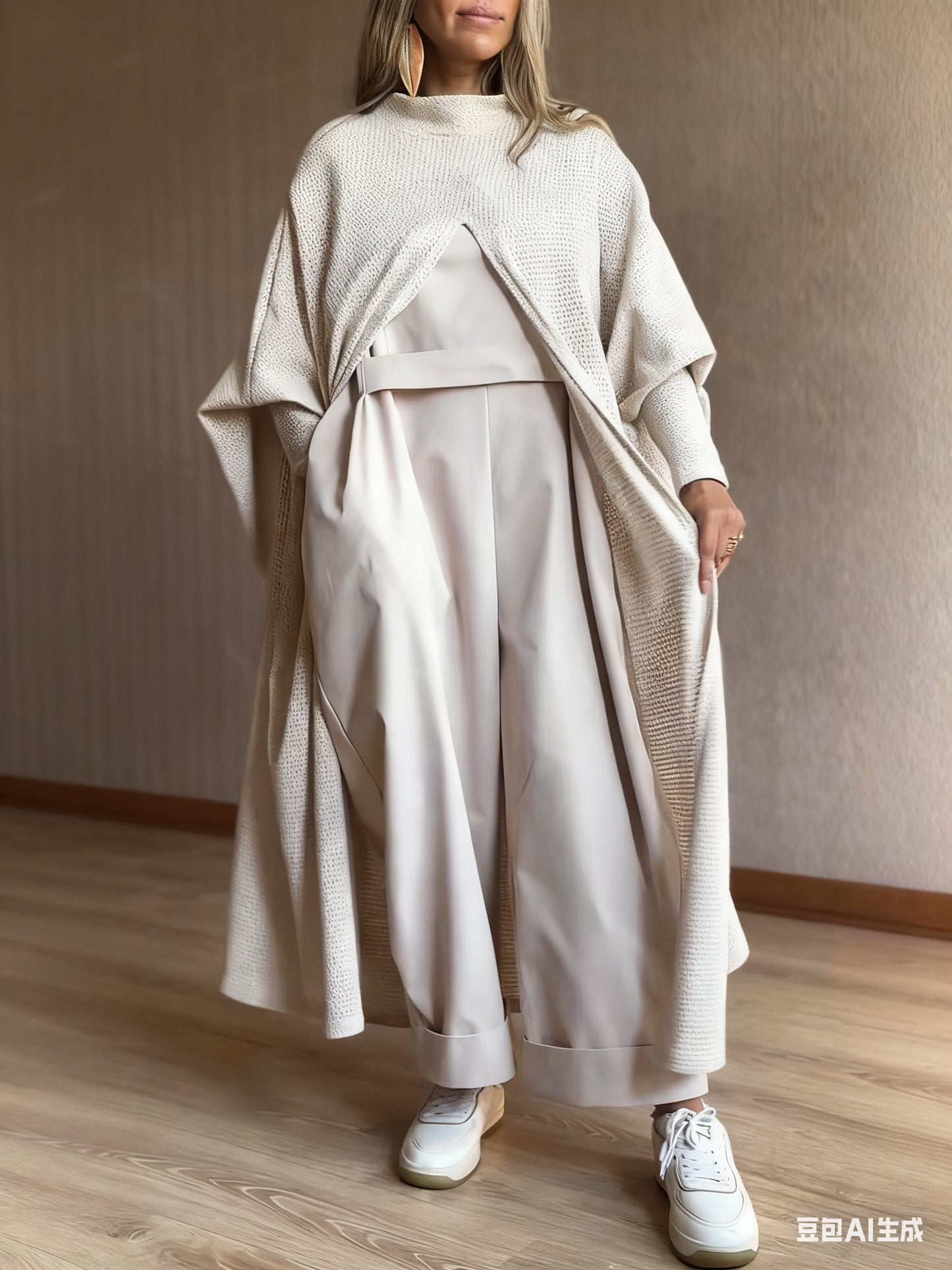 Beige Knit Hooded Duster Top - Eve & Kith