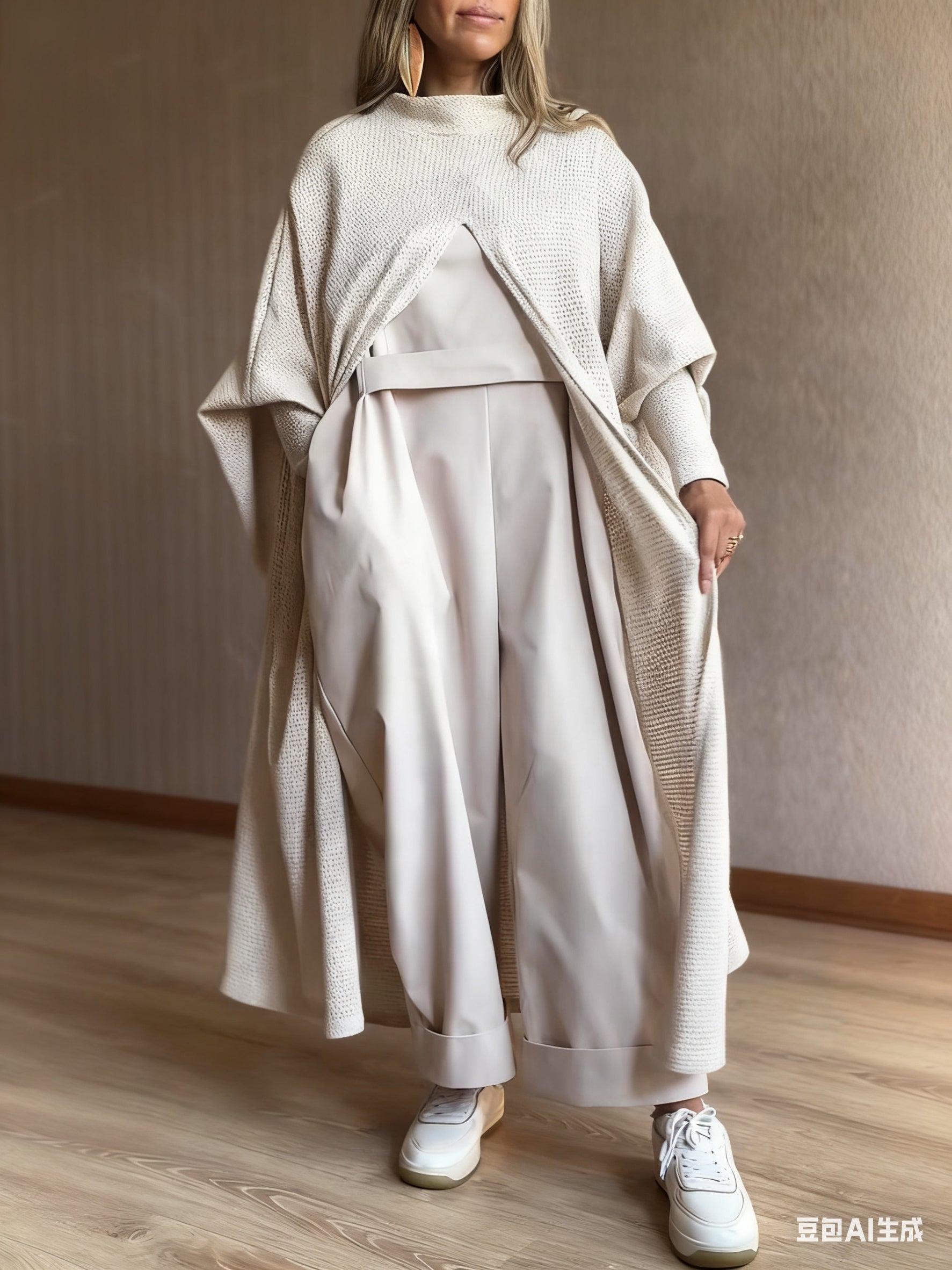 Beige Knit Hooded Duster Top - Eve & Kith