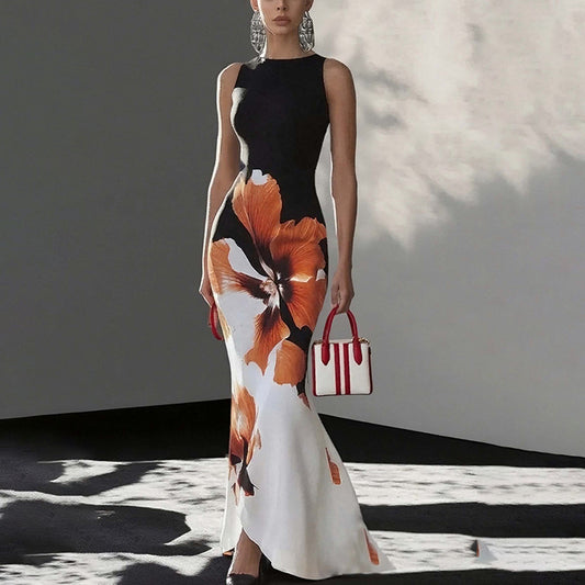 Fashionable And Casual Women's Printed Elegant Sleeveless Dress - Eve & Kith