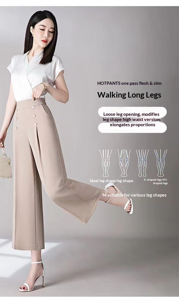 Women's Casual High-Waisted Loose-Fit Wide-Leg Pants With A Flowy Drape - Eve & Kith