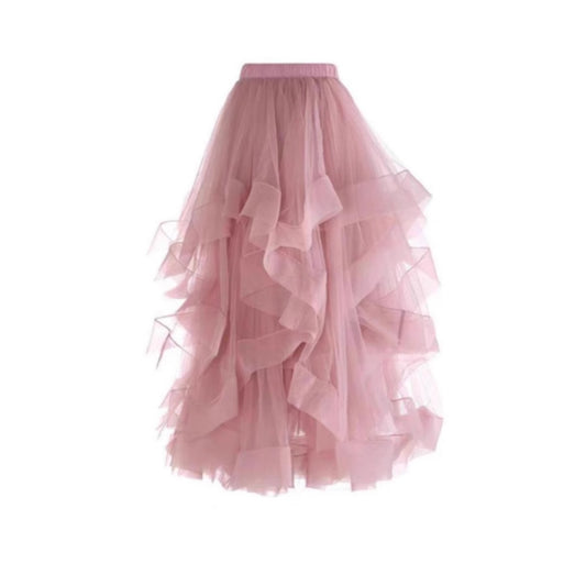 Mesh Design Skirt Slimming High Waist Tiered Dress - Eve & Kith