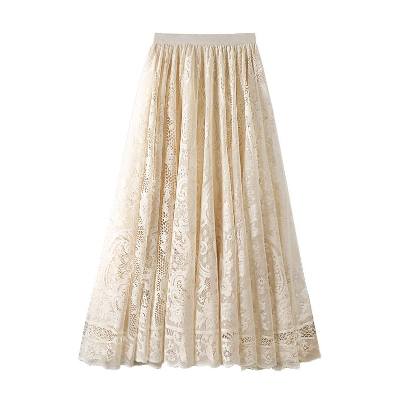 Korean Style High Waist Slimming Hollow-out Crocheted Lace Skirt - Eve & Kith