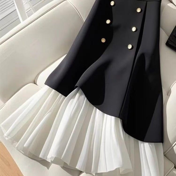 Irregular Splicing Half Skirt With Buttons - Eve & Kith
