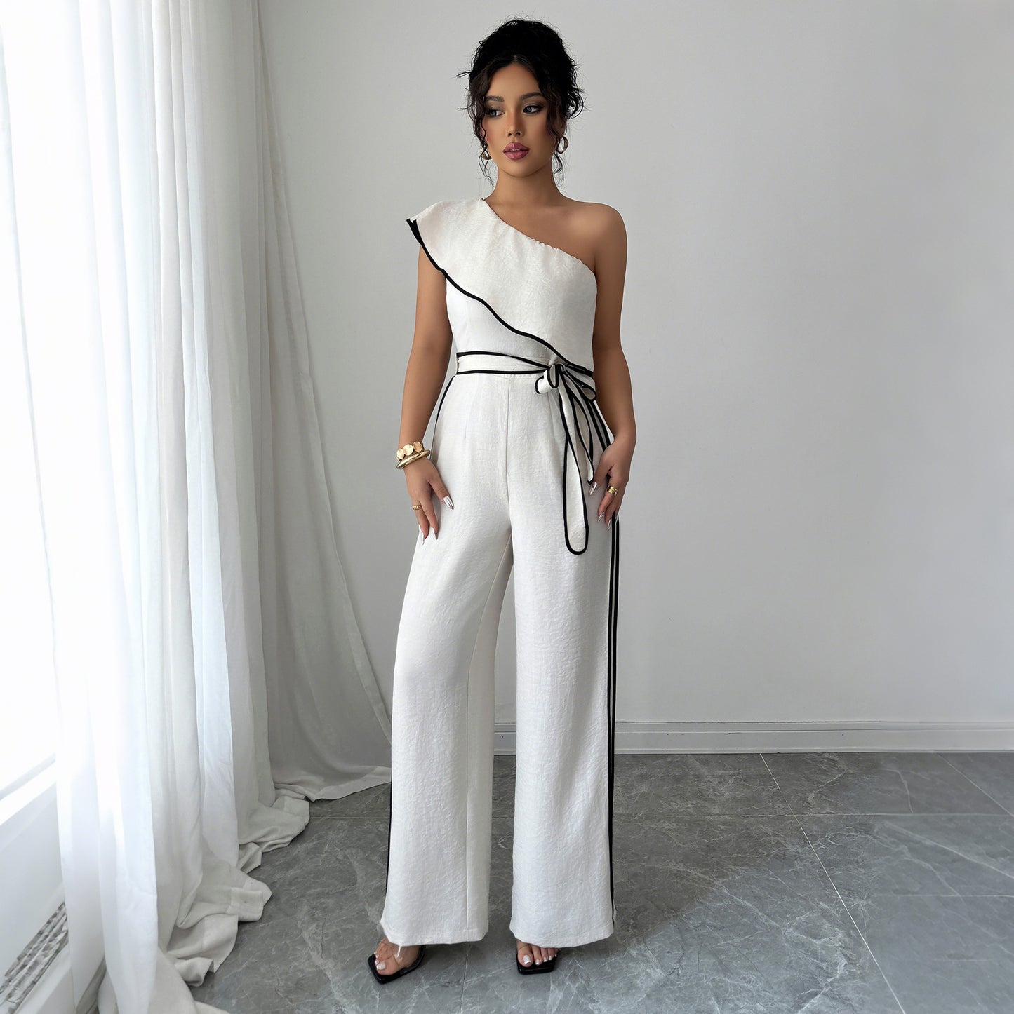 European And American Elegant Style Off-shoulder Vest Wide-leg Jumpsuit Women's Independent High Waist - Eve & Kith