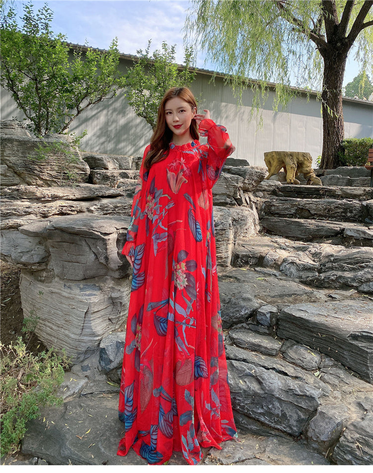 Chiffon Travel Photo Vacation Long Large Hem Dress - Eve & Kith