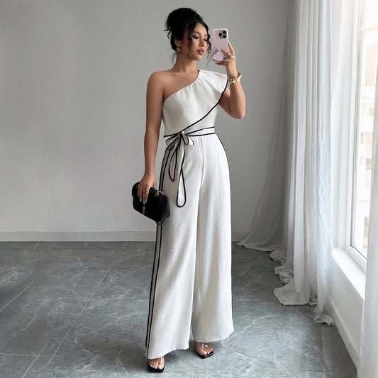 European And American Elegant Style Off-shoulder Vest Wide-leg Jumpsuit Women's Independent High Waist - Eve & Kith