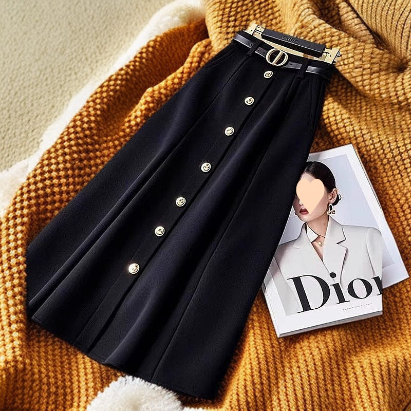 Women's Fashion Temperament High Waist Black Skirt - Eve & Kith