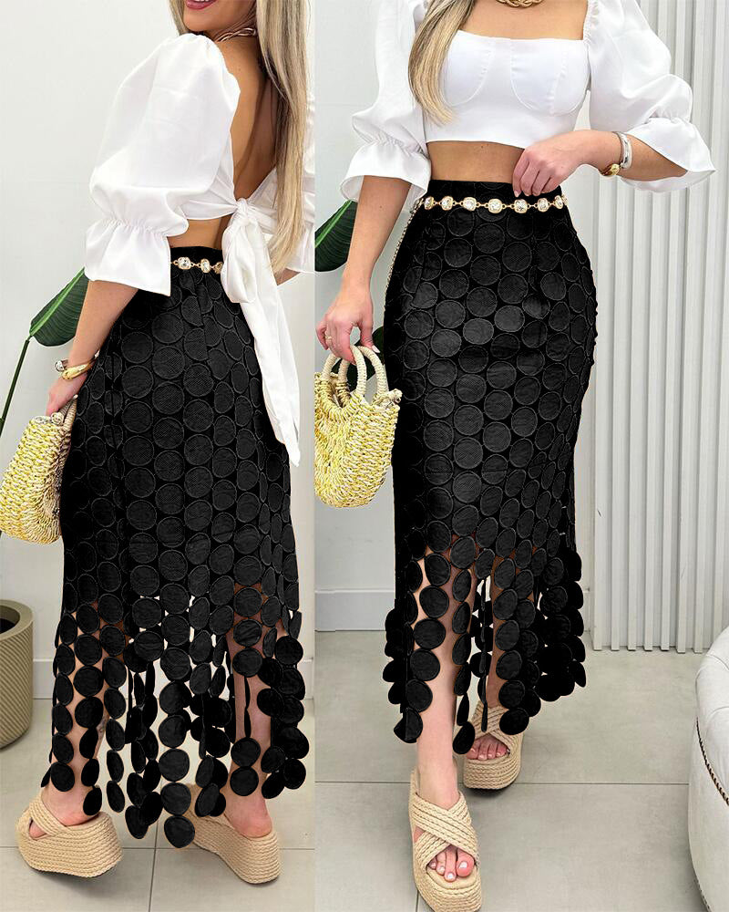 Women's Embroidered Tassel Commuter Pencil Skirt - Eve & Kith