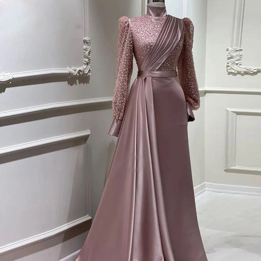 Stand Collar All-inclusive Long Sleeve Detachable Evening Dress Elegant Elegant Two-piece Suit - Eve & Kith
