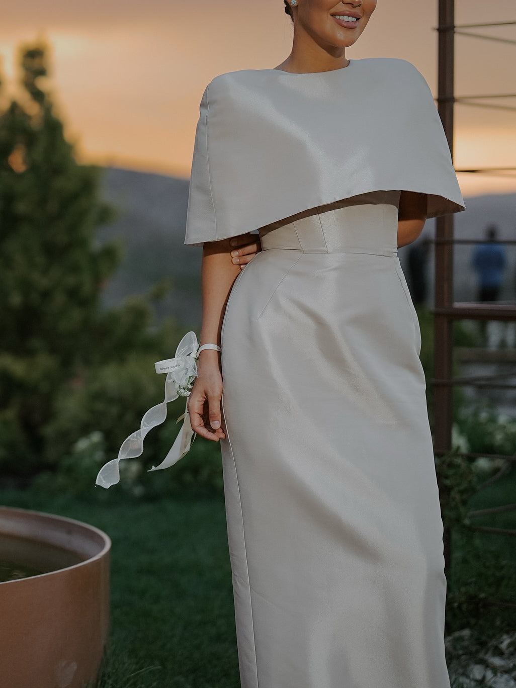 Satin Cape-style Top &Fitted Maxi Dress Set - Eve & Kith