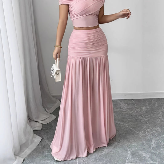 Elegant Solid Color Pleated Long Skirt For Women - Eve & Kith