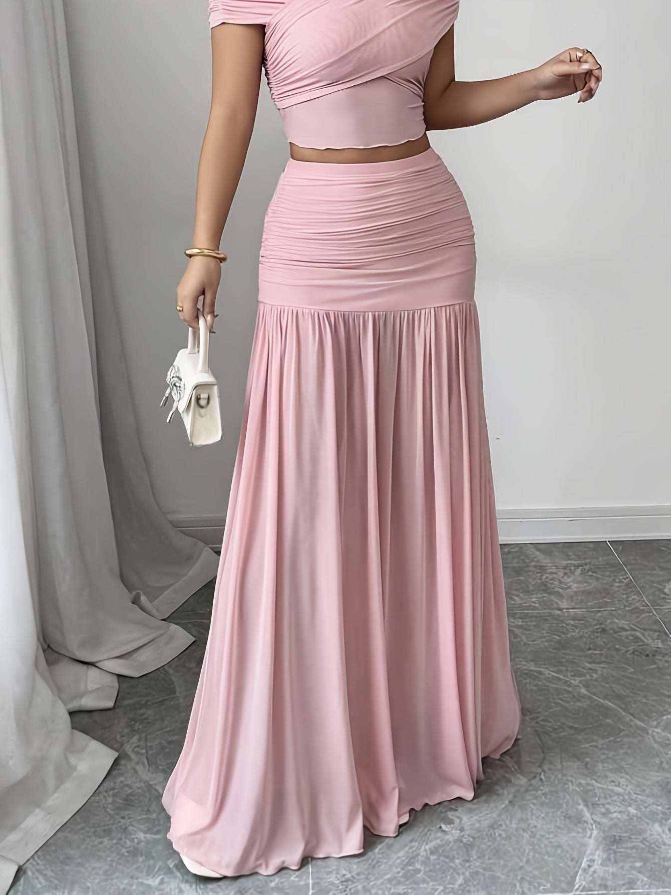 Elegant Solid Color Pleated Long Skirt For Women - Eve & Kith