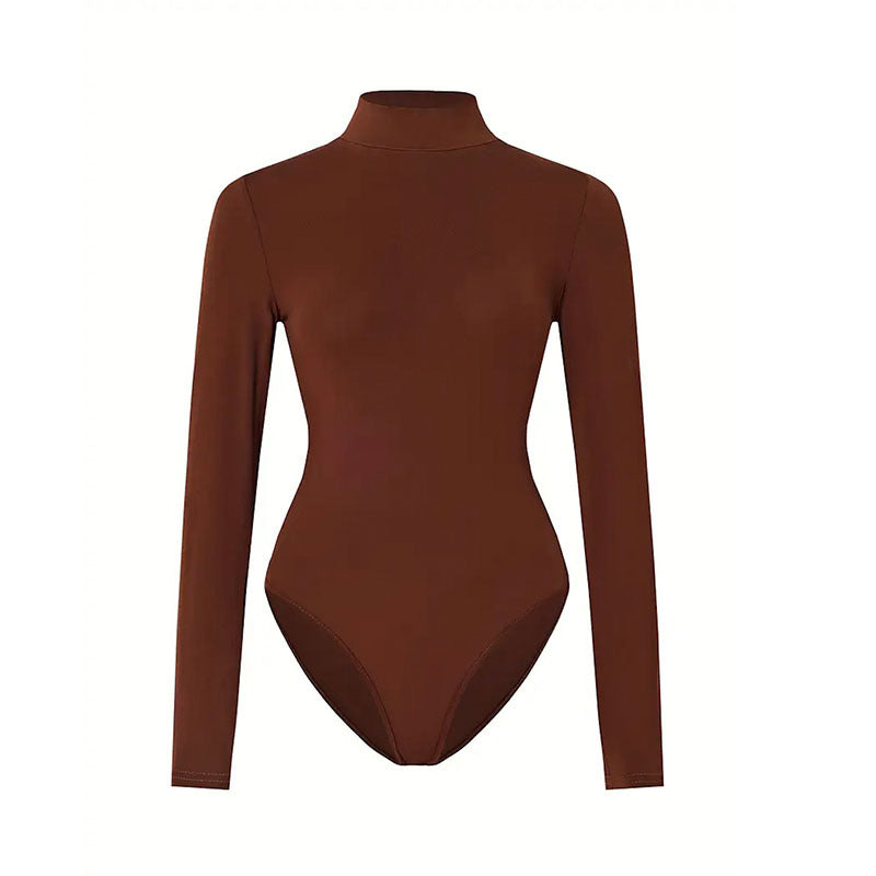Solid-color Form Fitting Long Sleeve Yoga Bodysuit - Eve & Kith