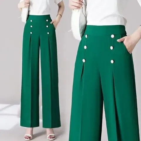Women's Casual High-Waisted Loose-Fit Wide-Leg Pants With A Flowy Drape - Eve & Kith