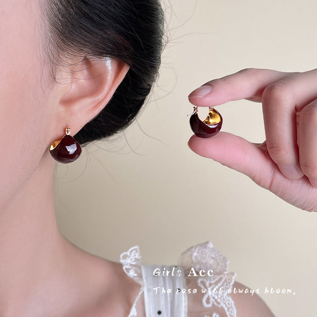 Ankola Red Oil-drop Earrings Feminine And Vintage Style - Eve & Kith