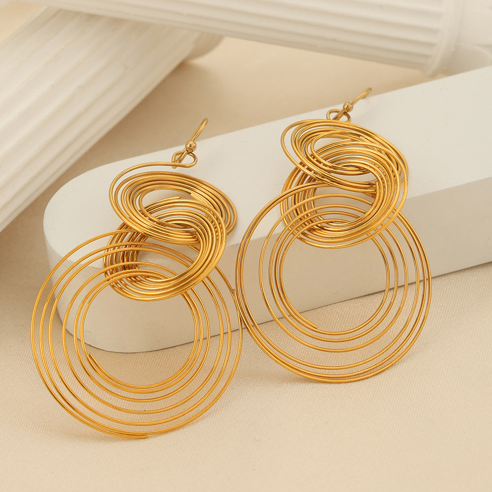 New Stylish Niche-design Titanium Steel Gold-plated Geometric Earrings - Eve & Kith