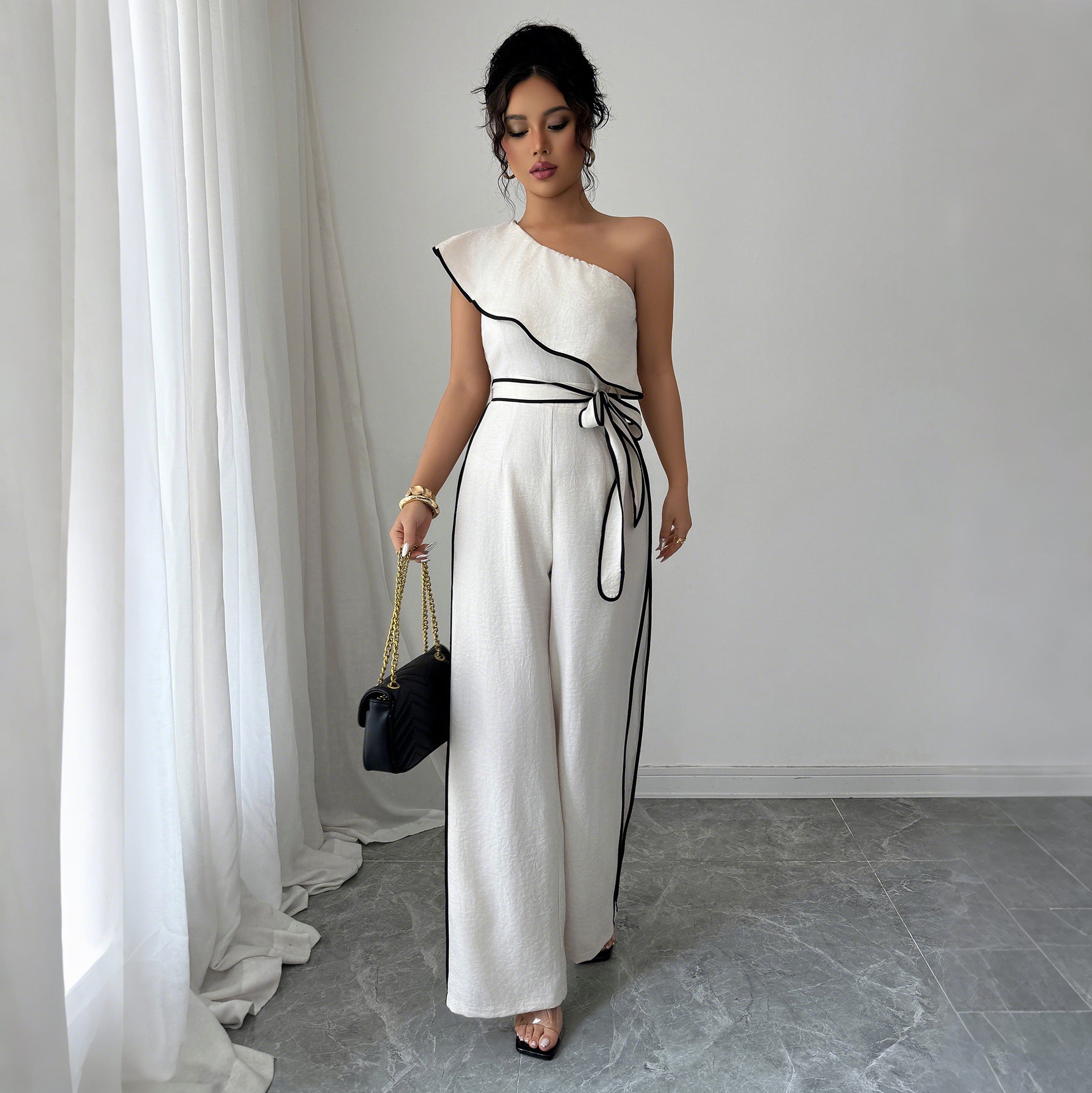 European And American Elegant Style Off-shoulder Vest Wide-leg Jumpsuit Women's Independent High Waist - Eve & Kith