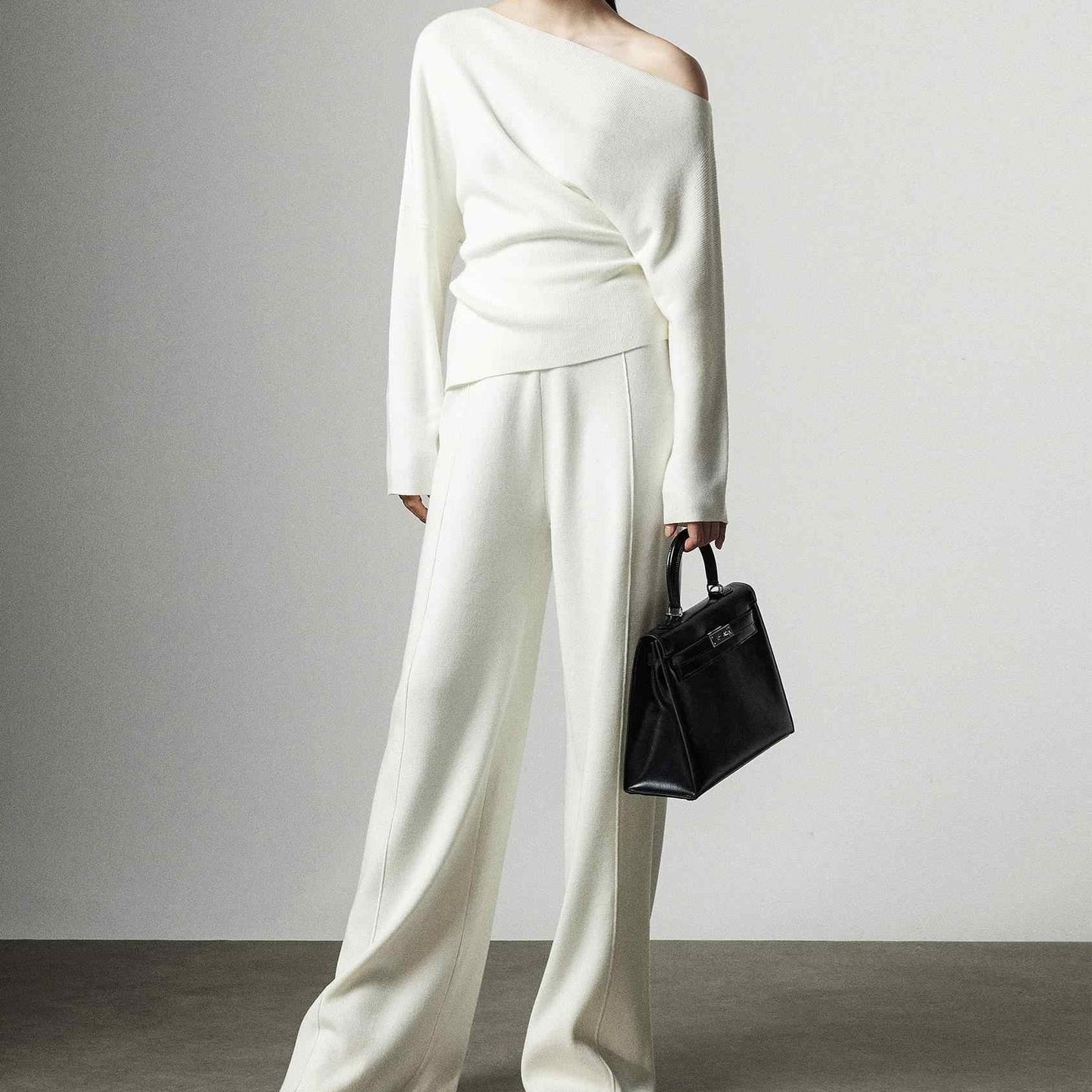 Lazy Wind Diagonal Shoulder Knit Bottoming Shirt - Eve & Kith