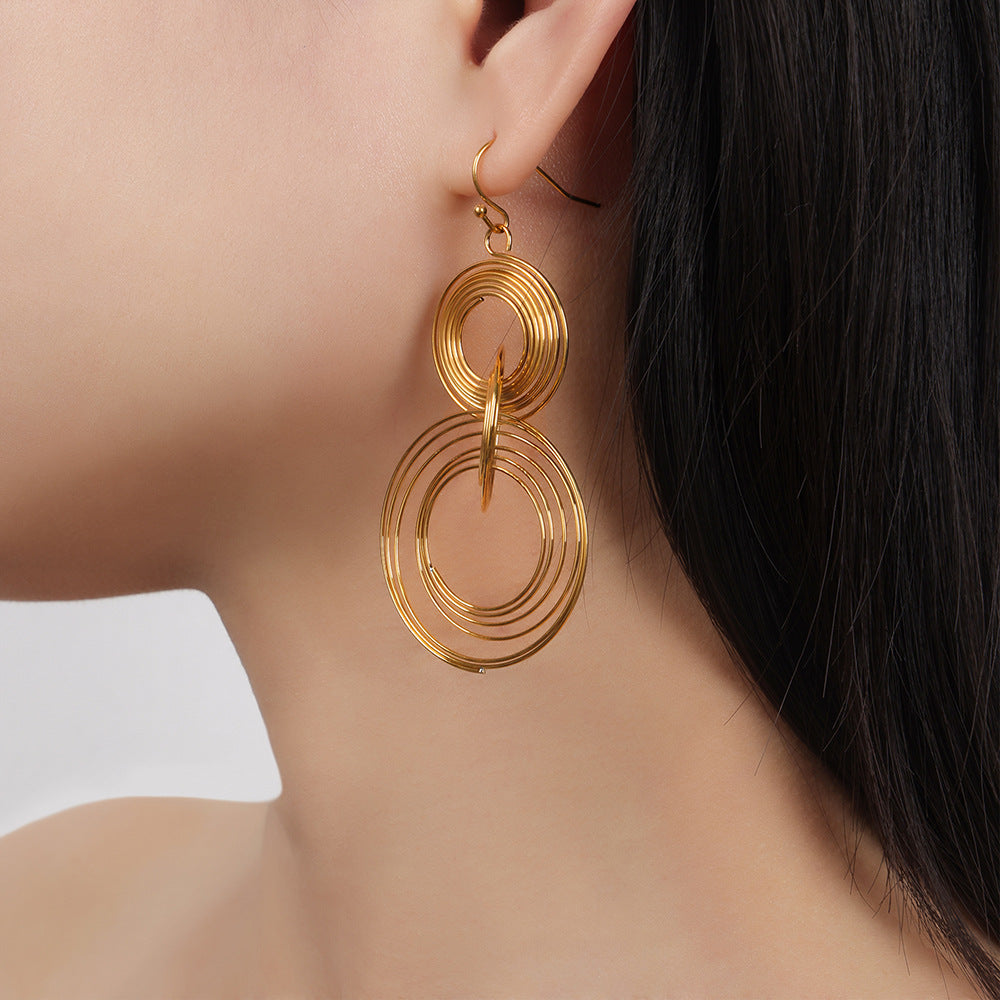 New Stylish Niche-design Titanium Steel Gold-plated Geometric Earrings - Eve & Kith