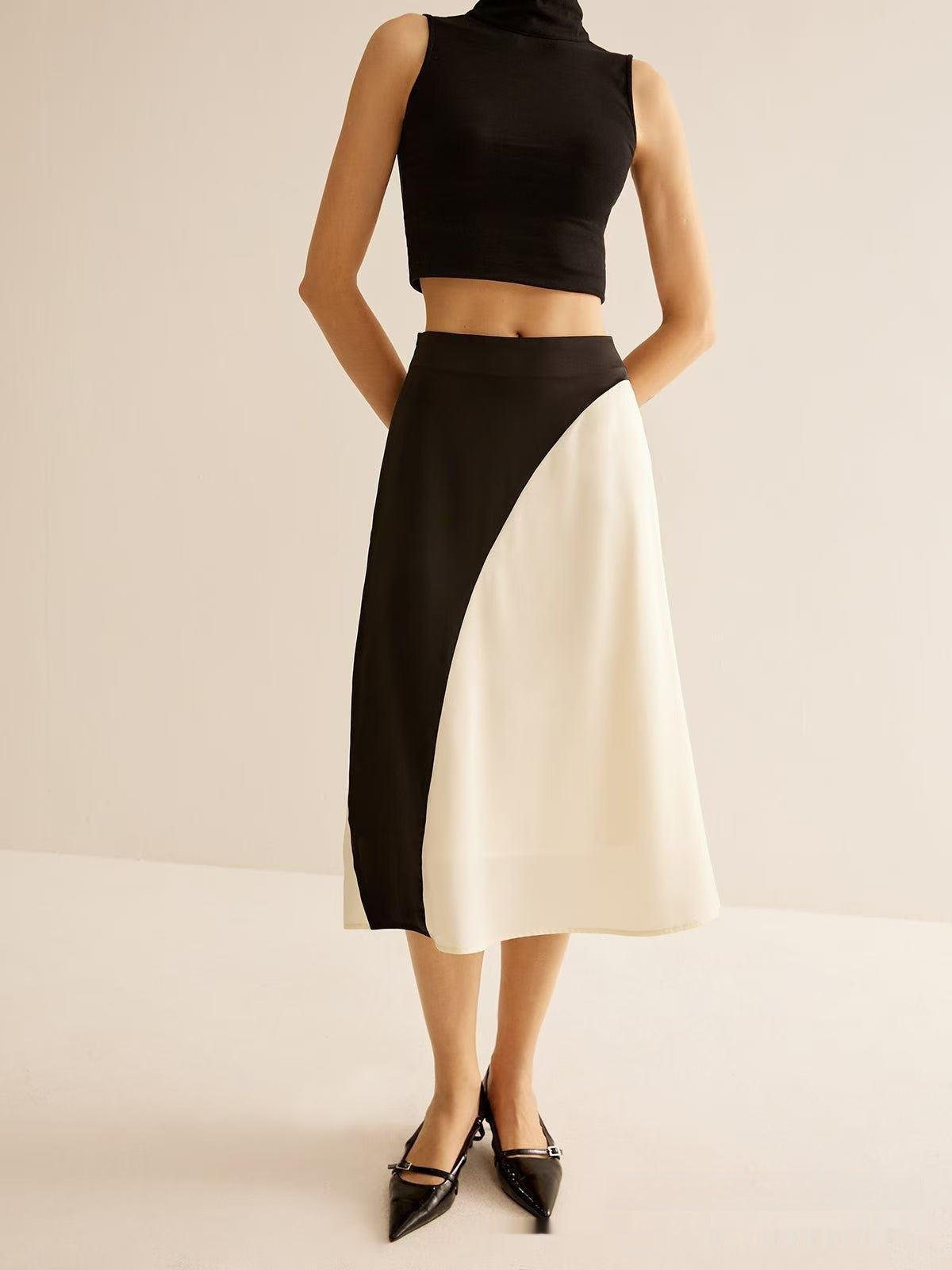 Color Contrast Patchwork Leisure Women's Skirt - Eve & Kith