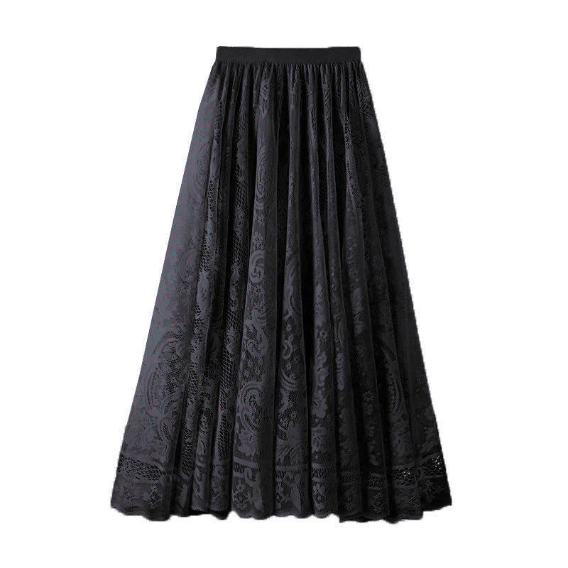 Korean Style High Waist Slimming Hollow-out Crocheted Lace Skirt - Eve & Kith