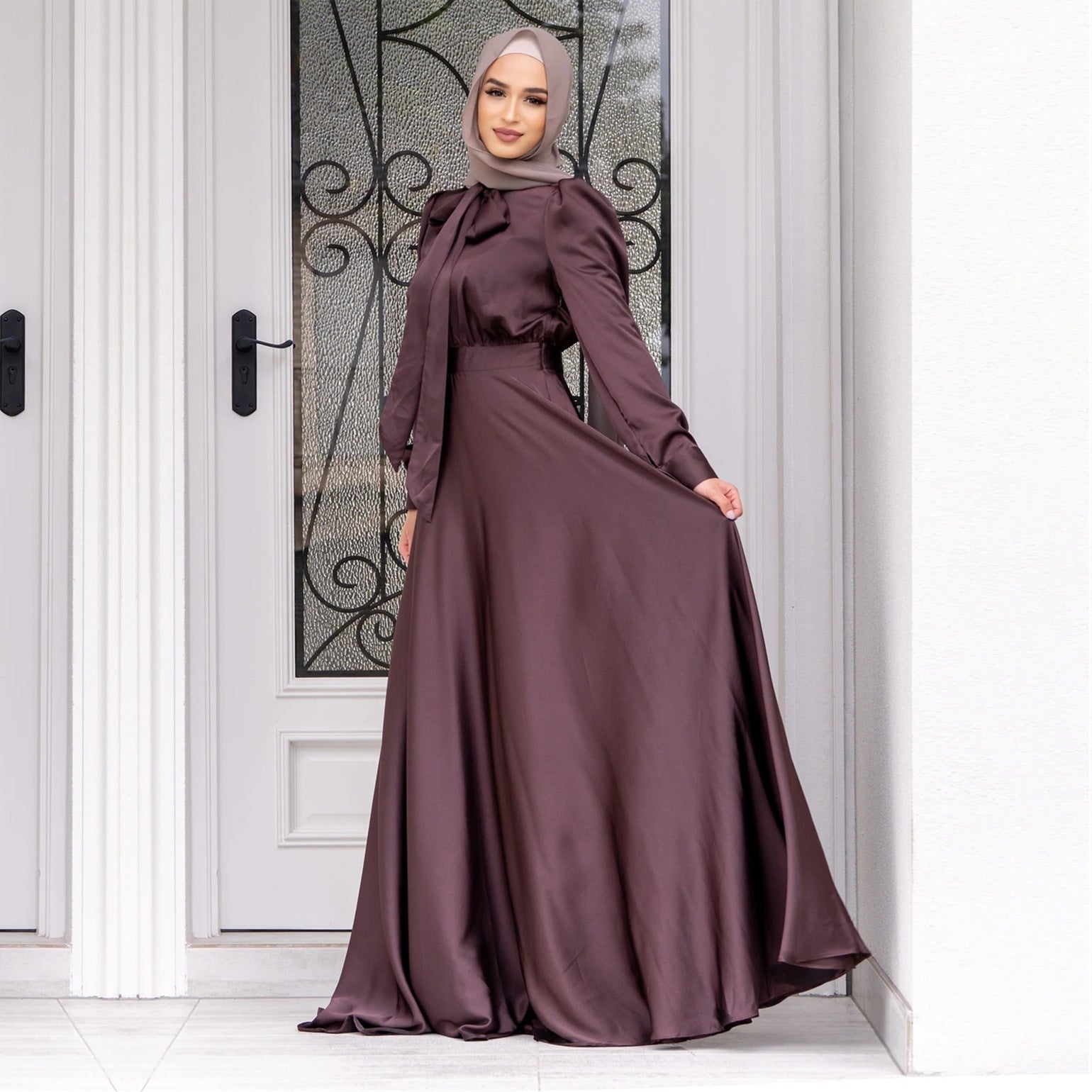 Fashion Large Hem Satin Dress - Eve & Kith