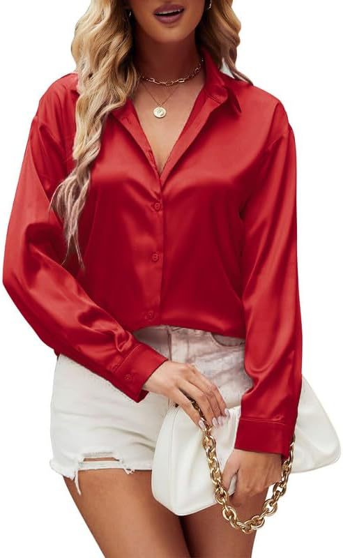 Loose-fit Faux-silk Long-sleeve Satin Top - Eve & Kith