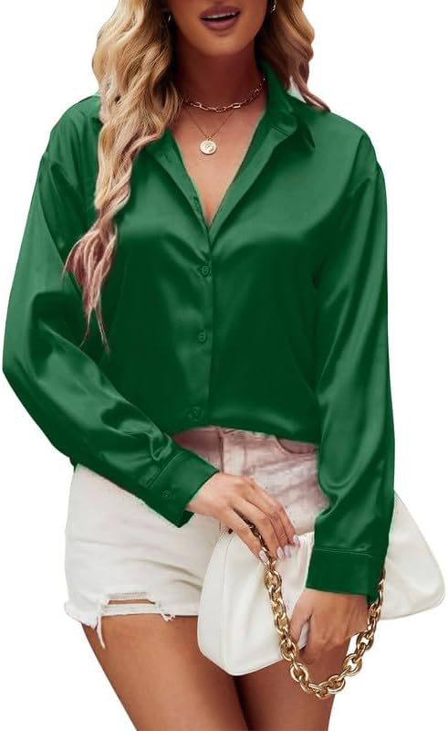 Loose-fit Faux-silk Long-sleeve Satin Top - Eve & Kith
