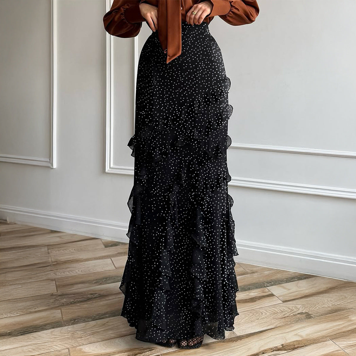 Casual Vacation Polka-Dot Lace Long Skirt Women's Skirt - Eve & Kith