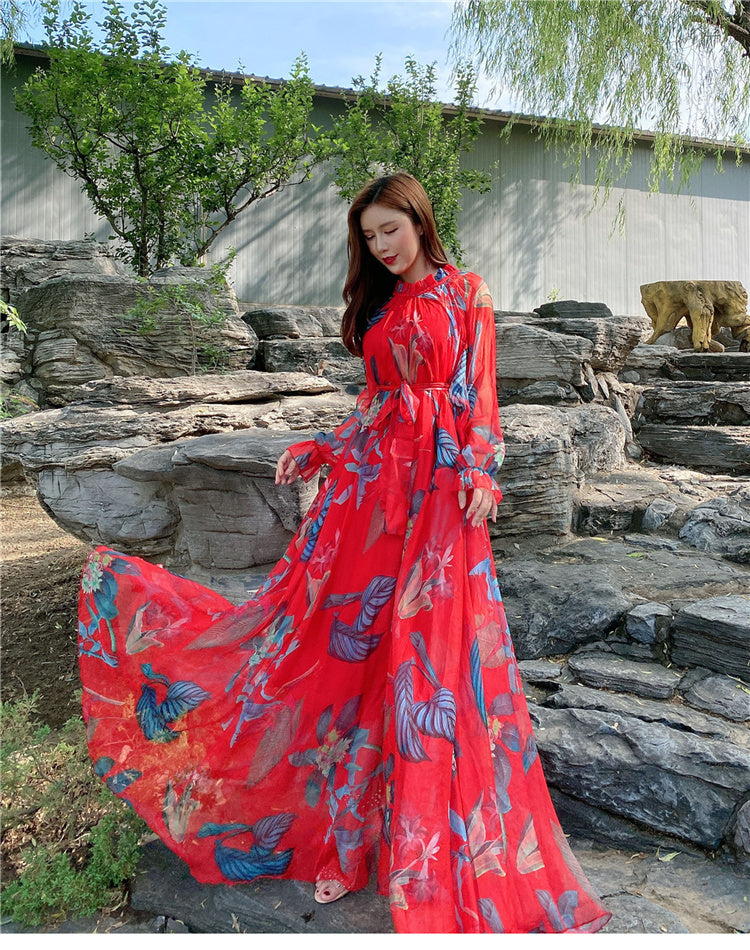 Chiffon Travel Photo Vacation Long Large Hem Dress - Eve & Kith