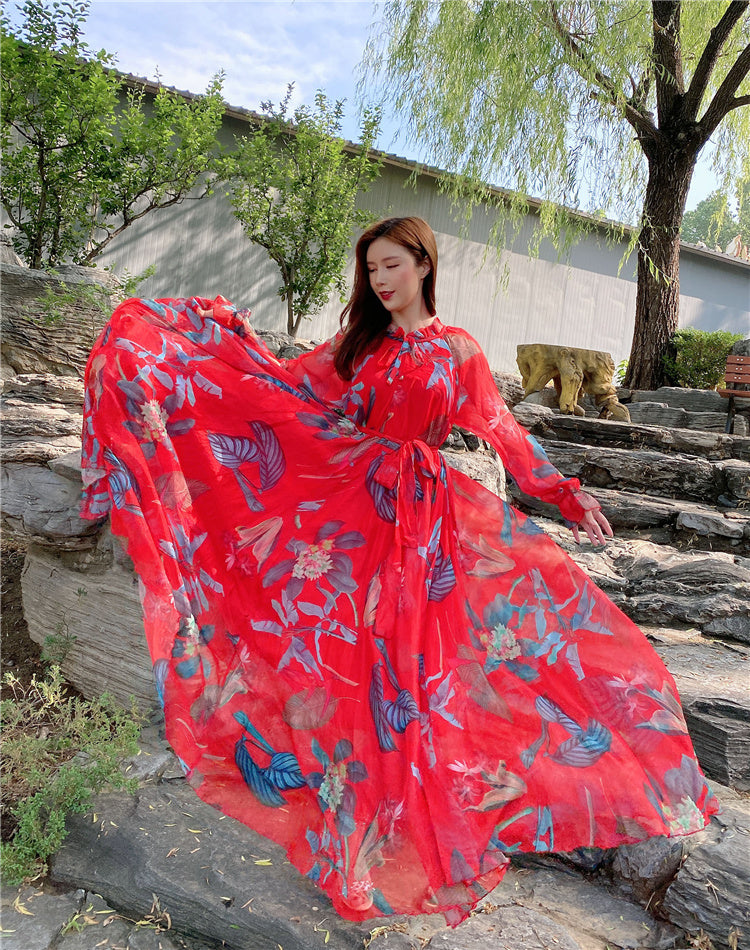 Chiffon Travel Photo Vacation Long Large Hem Dress - Eve & Kith