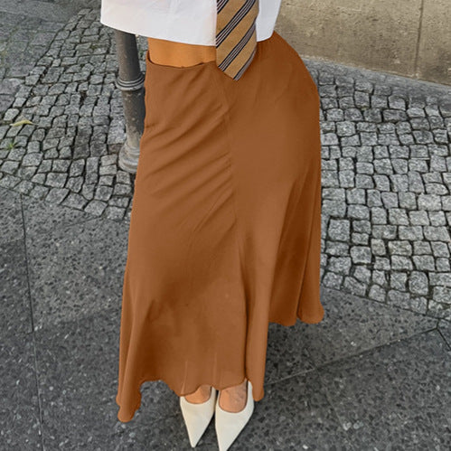 Khaki Slim-fit Elegant Draping Effect Tulle Skirt - Eve & Kith