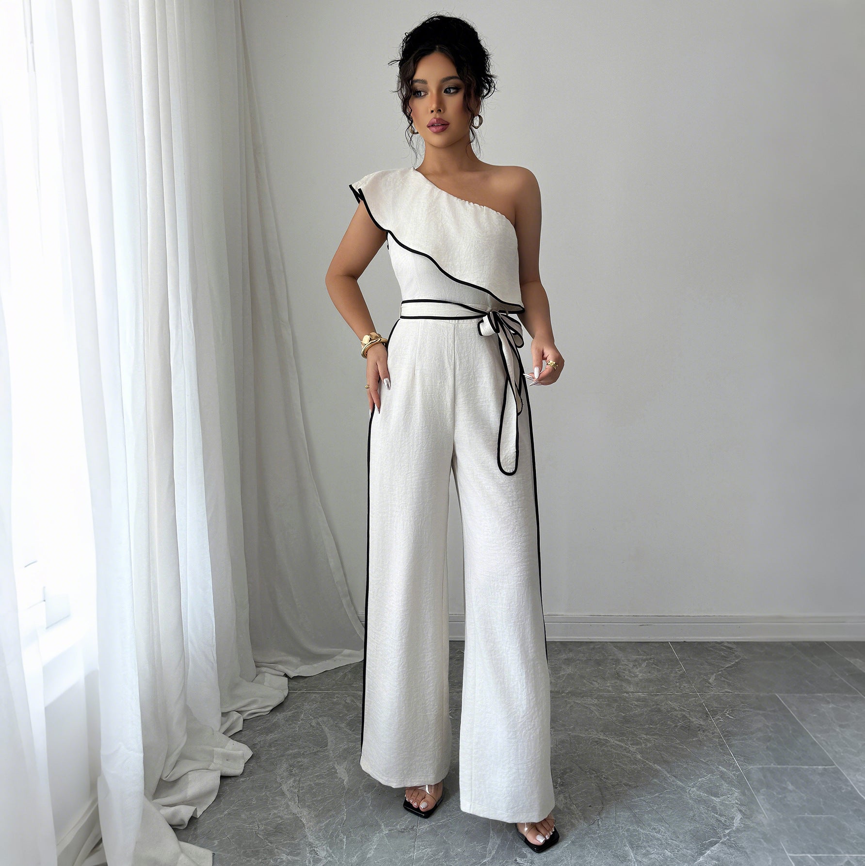 European And American Elegant Style Off-shoulder Vest Wide-leg Jumpsuit Women's Independent High Waist - Eve & Kith