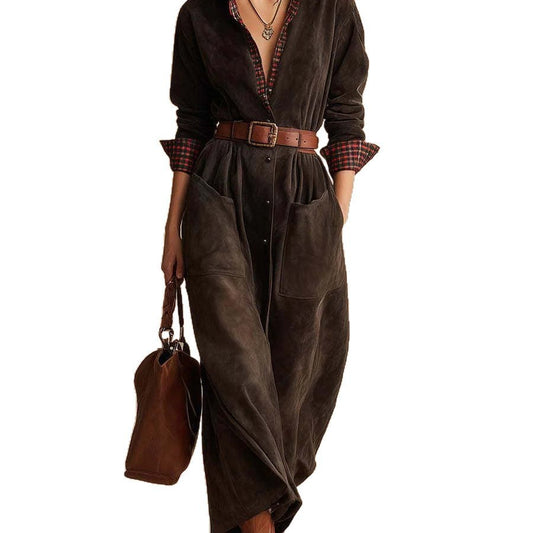 Womens Classic Retro Plaid Workwear Jumpsuit Dress - Eve & Kith