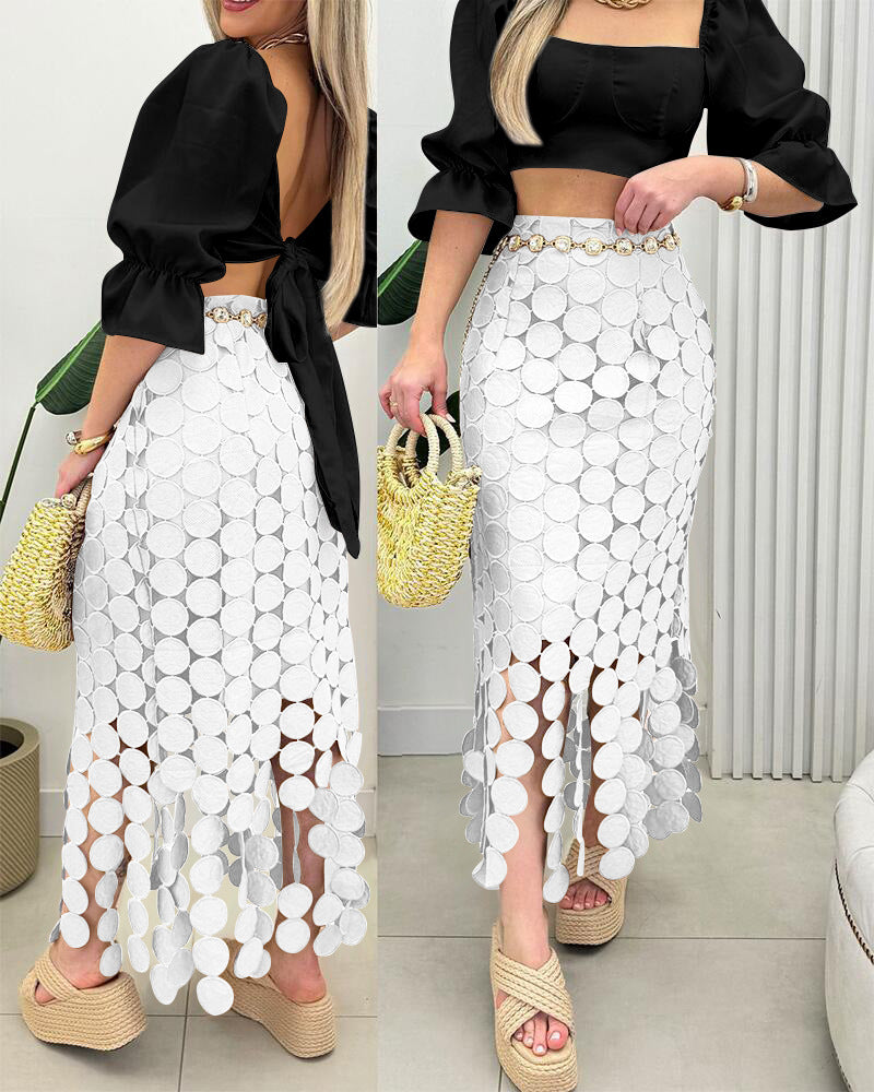 Women's Embroidered Tassel Commuter Pencil Skirt - Eve & Kith