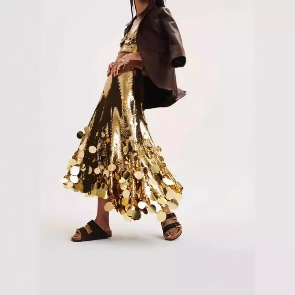 Spring New Party Fashion Plus Size Gongda Sequins Glitter Skirt - Eve & Kith