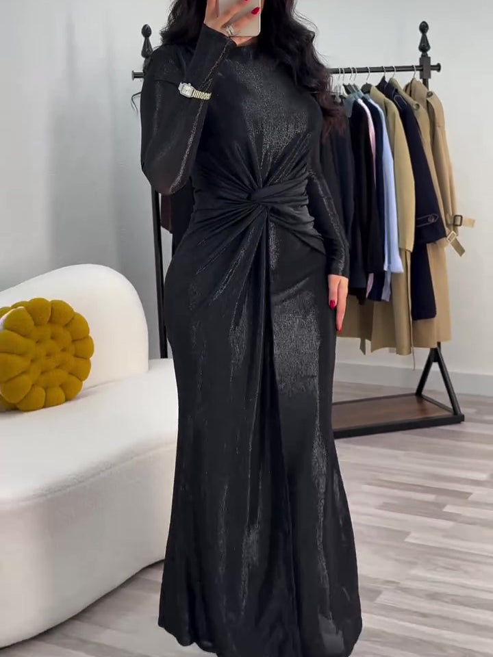 Metallic Long Sleeve Maxi Dress