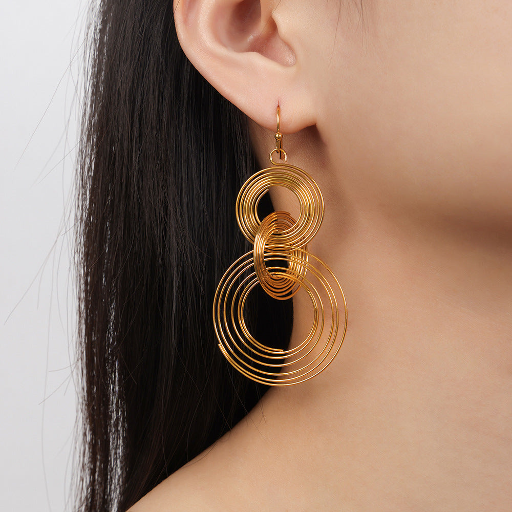 New Stylish Niche-design Titanium Steel Gold-plated Geometric Earrings - Eve & Kith