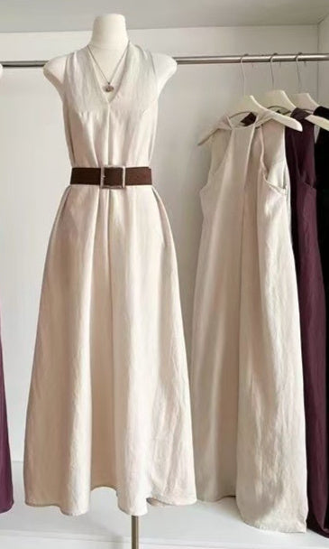 Elegant, High-end Tie-waist Casual Maxi Dress - Eve & Kith