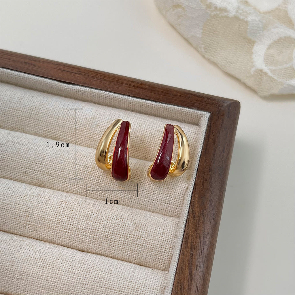 Ankola Red Oil-drop Earrings Feminine And Vintage Style - Eve & Kith