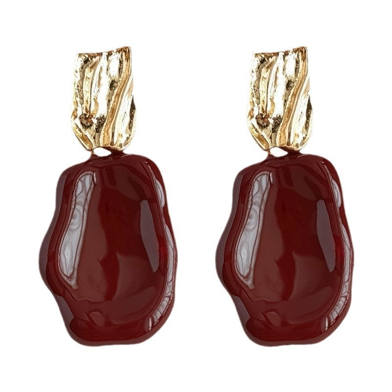 Ankola Red Oil-drop Earrings Feminine And Vintage Style - Eve & Kith