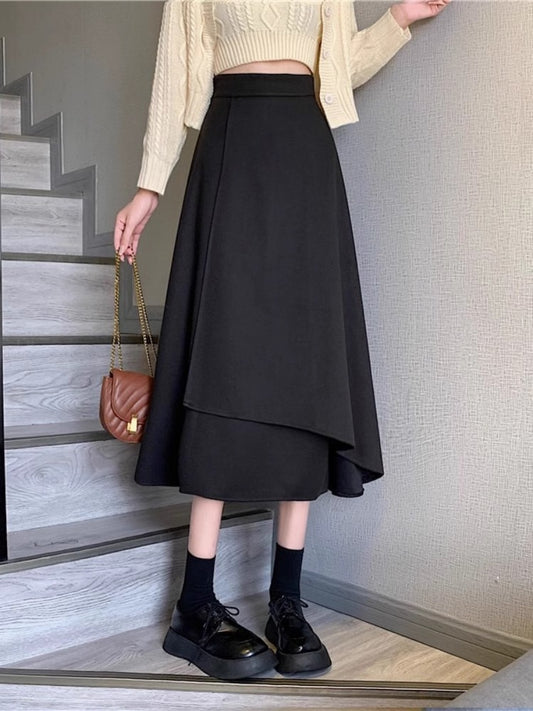 Women's High Waisted Figure Flattering Asymmetrical Skirt - Eve & Kith