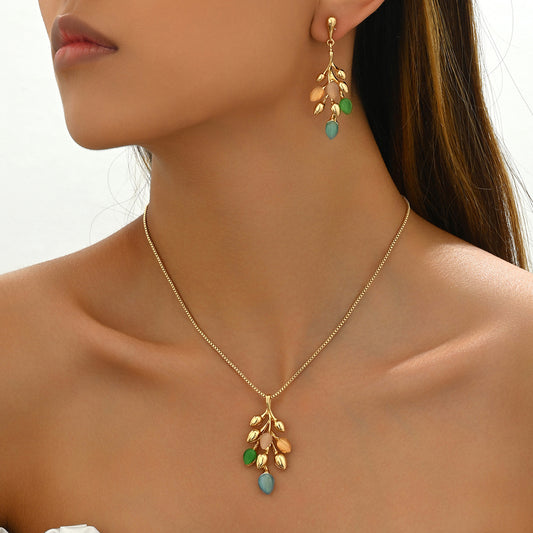 Women's Earrings Necklace Jewelry Suit Wheat - Eve & Kith