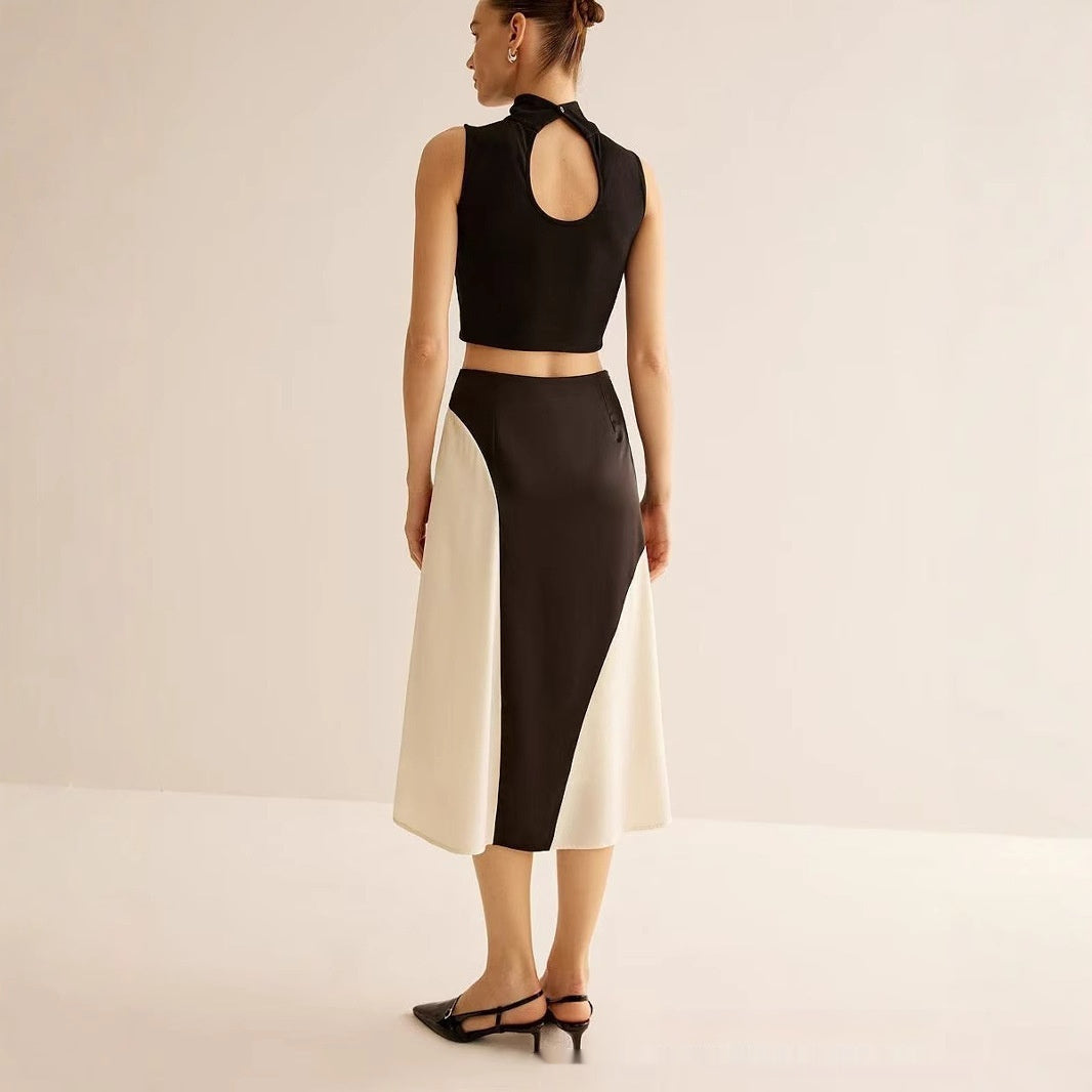Color Contrast Patchwork Leisure Women's Skirt - Eve & Kith