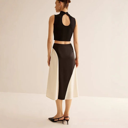 Color Contrast Patchwork Leisure Women's Skirt - Eve & Kith