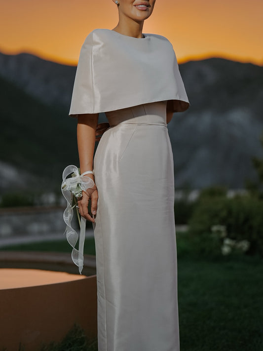 Satin Cape-style Top &Fitted Maxi Dress Set - Eve & Kith