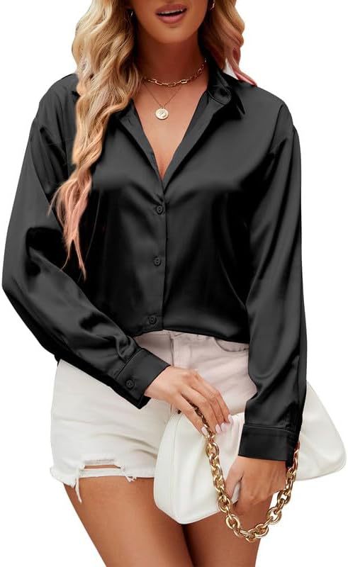 Loose-fit Faux-silk Long-sleeve Satin Top - Eve & Kith