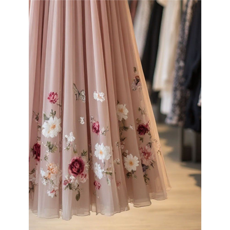 Womens Delicate And Sweet Rose-Print Midi Skirt - Eve & Kith