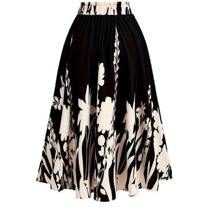 Elegant Chinese Style 3D Digital Printing Plant Flower Elegant Women's Skirt - Eve & Kith